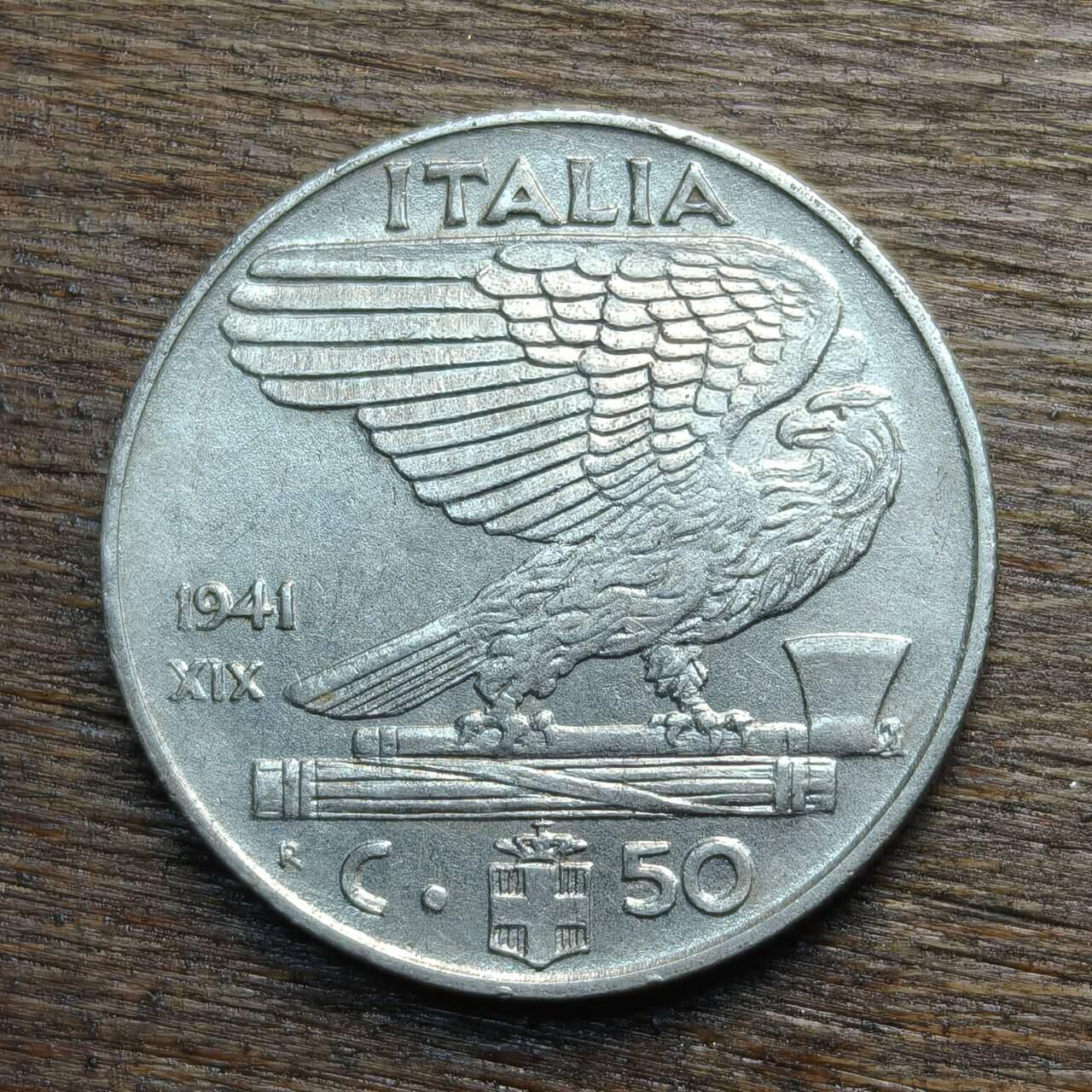 【铜匠收藏】★第133场★散币场，无佣金，30包邮。不满30元，支付5元运费。《接受代拍 代送NGC评级》 意大利 1941年 50分