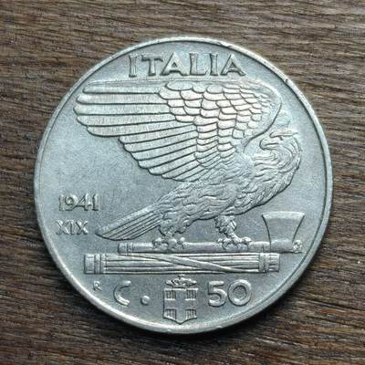 【铜匠收藏】★第133场★散币场，无佣金，30包邮。不满30元，支付5元运费。《接受代拍 代送NGC评级》 - 意大利 1941年 50分