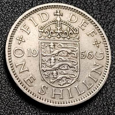 泉币菌-第136场-精品福利场（之前场次29日、30日发货，敬请谅解） - 伊丽莎白二世 三狮盾徽 英国女王1先令幸运币 