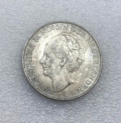 世界钱币专场拍卖 每周二开拍 - 1930年荷兰威廉明娜女王2.5盾流通银币