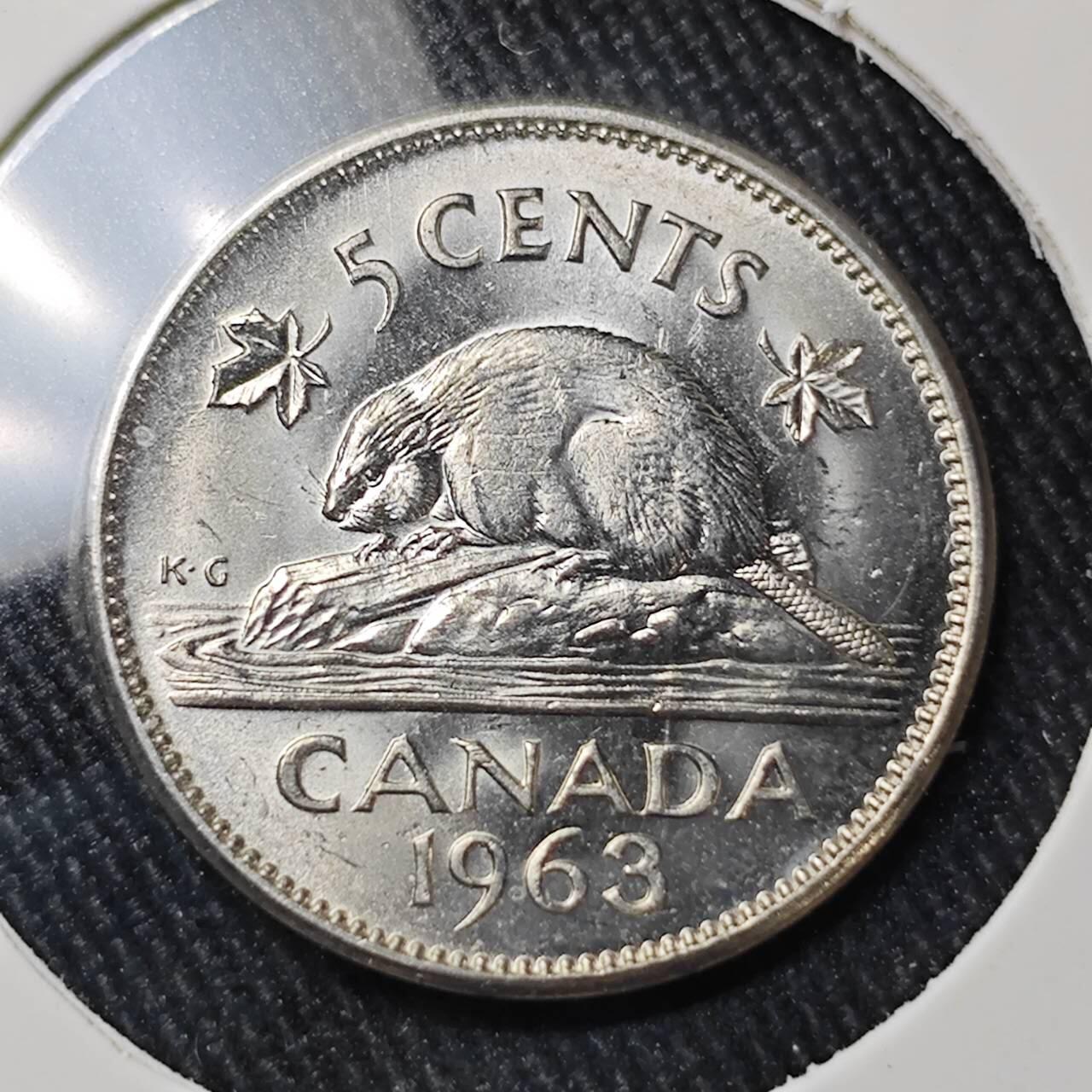 KK钱币收藏小铺 （套币 好品/批量散币 银币）专场  2月预留时间 周末发货  1963加拿大5分镍币
