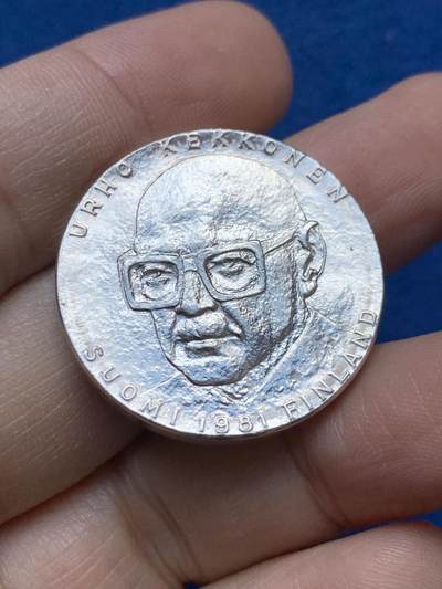 《竞宝斋》第442场 周日，周一，2场连拍 （全场包邮） - 芬兰1981年凯科宁总统诞辰80周年50马克银币