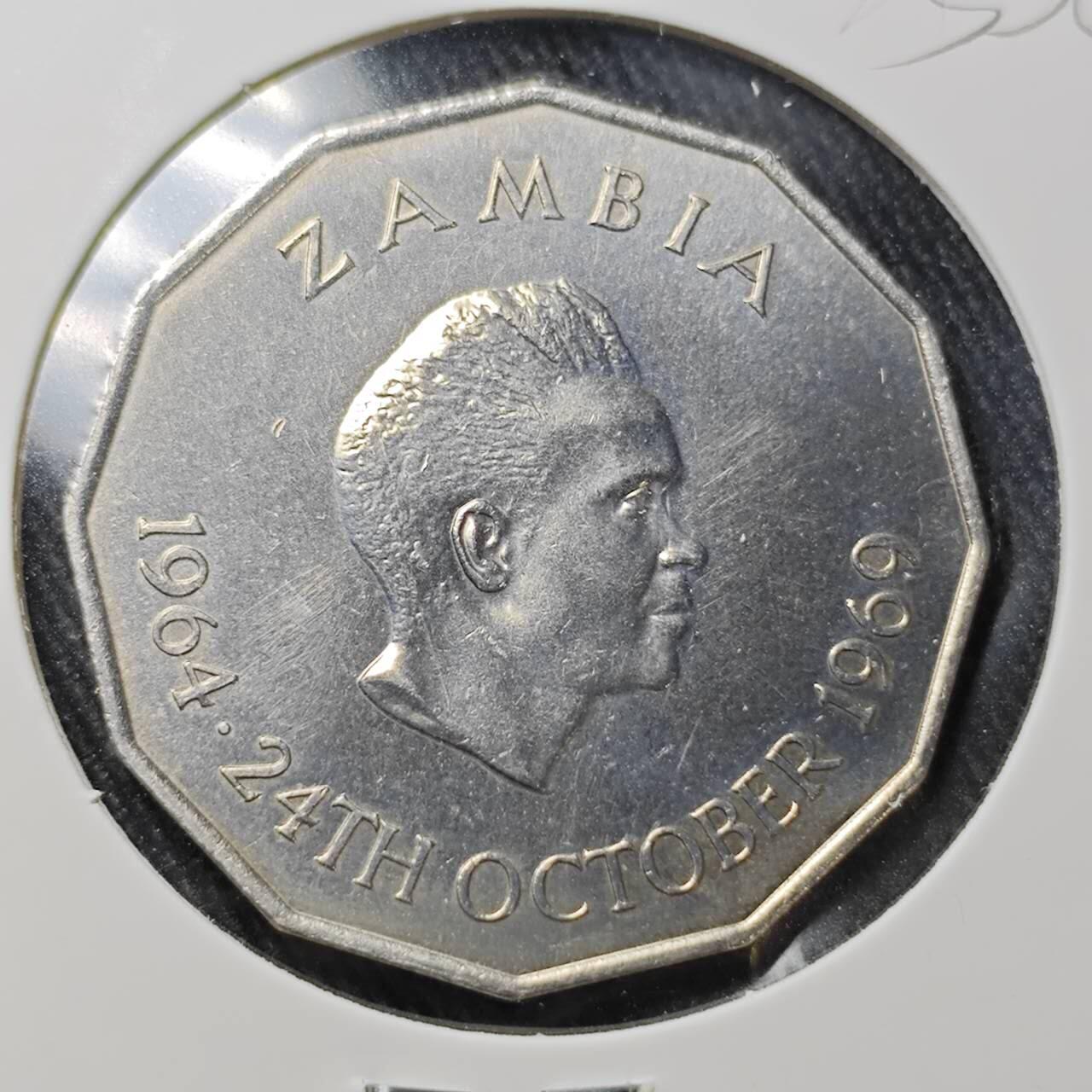 KK钱币收藏小铺 （套币 好品/批量散币 银币）专场  2月预留时间 周末发货  1964赞比亚50恩韦 农粮纪念币