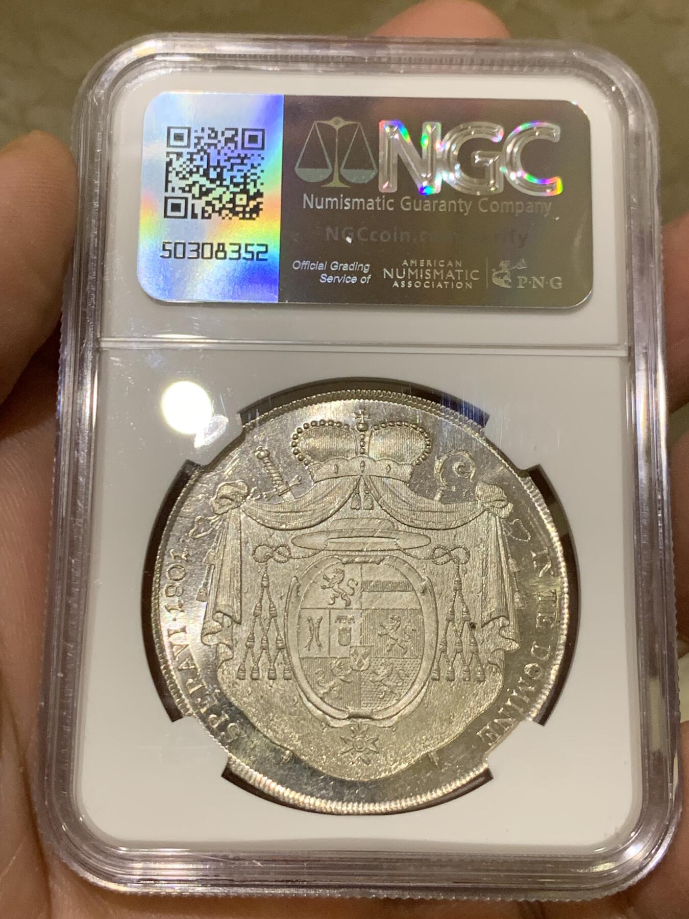 《竞宝斋》第442场 周日，周一，2场连拍 （全场包邮） NGC MS62 奥地利GURK 1801年 1泰勒银币 较少见单年品种 白净光度好