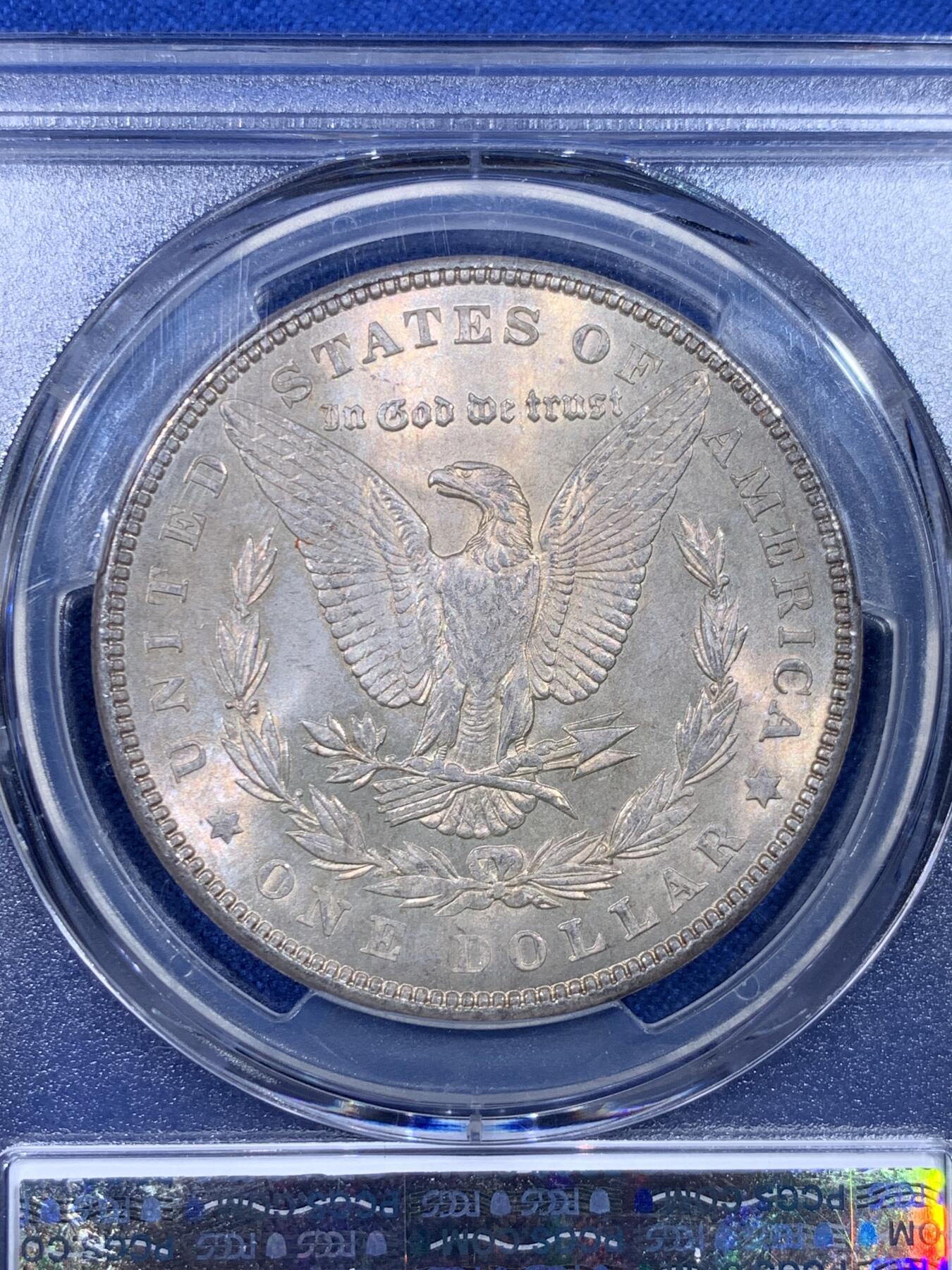 《竞宝斋》第442场 周日，周一，2场连拍 （全场包邮） PCGS MS64 美国 1898年摩根银币 单面幻彩 市场上比较少见的年份