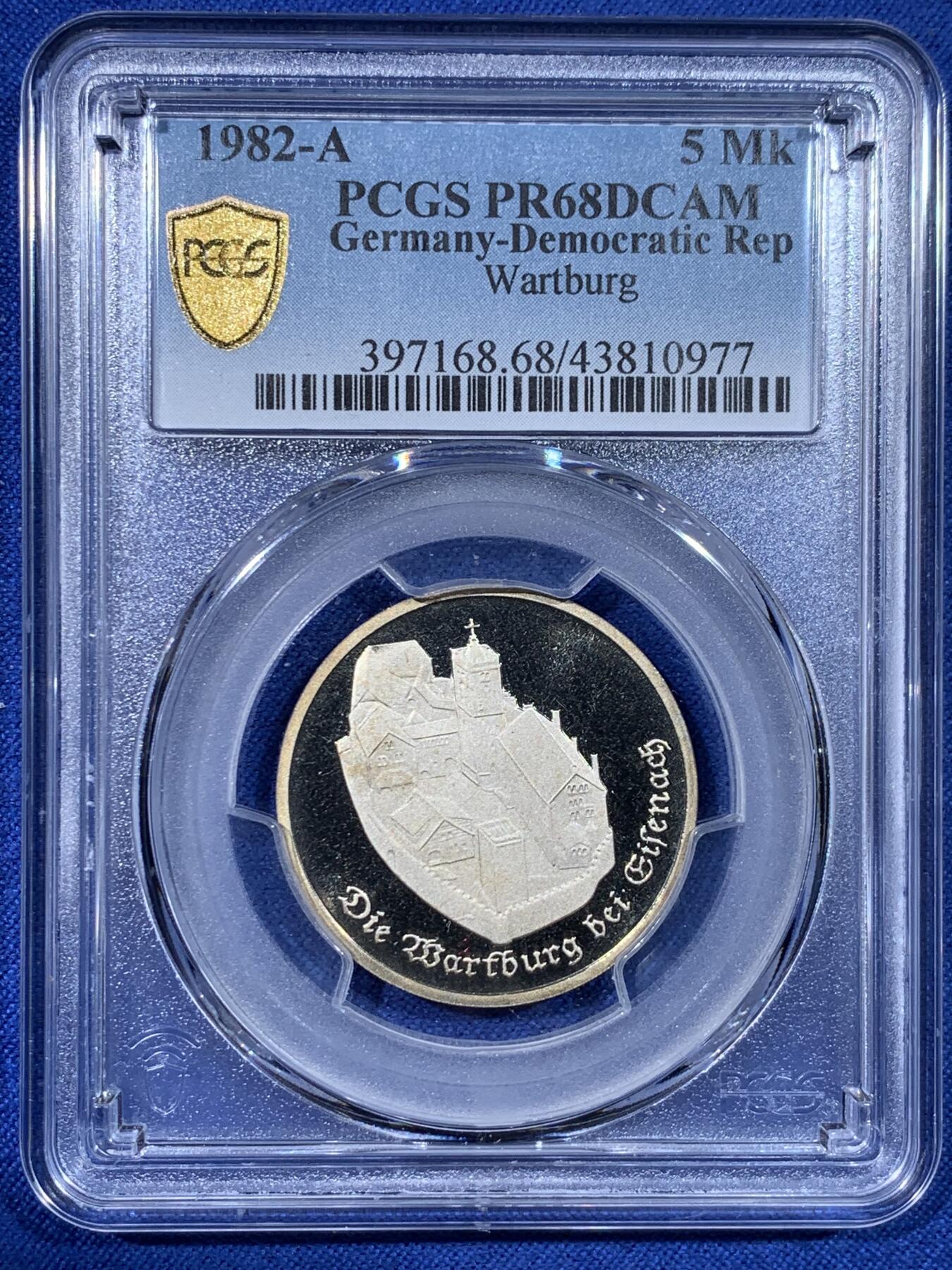 《竞宝斋》第442场 周日，周一，2场连拍 （全场包邮） PCGS PR68DCAM 德国1982A瓦尔特堡城堡5马克