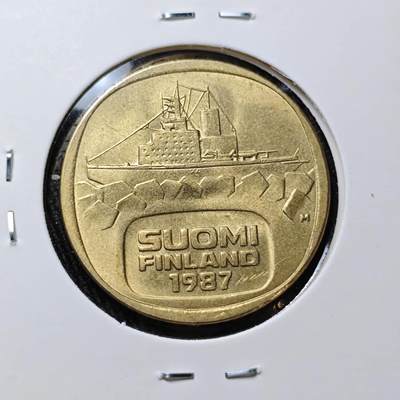 KK钱币收藏小铺 （套币 好品/批量散币 银币）专场  2月预留时间 周末发货 -  1987芬兰5马克破冰船 好品！