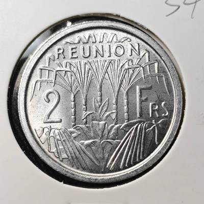 KK钱币收藏小铺 （套币 好品/批量散币 银币）专场  2月预留时间 周末发货 -  1948法属留尼旺2法郎 好品