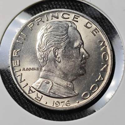 KK钱币收藏小铺 （套币 好品/批量散币 银币）专场  2月预留时间 周末发货 -  1976摩纳哥1法郎 好品
