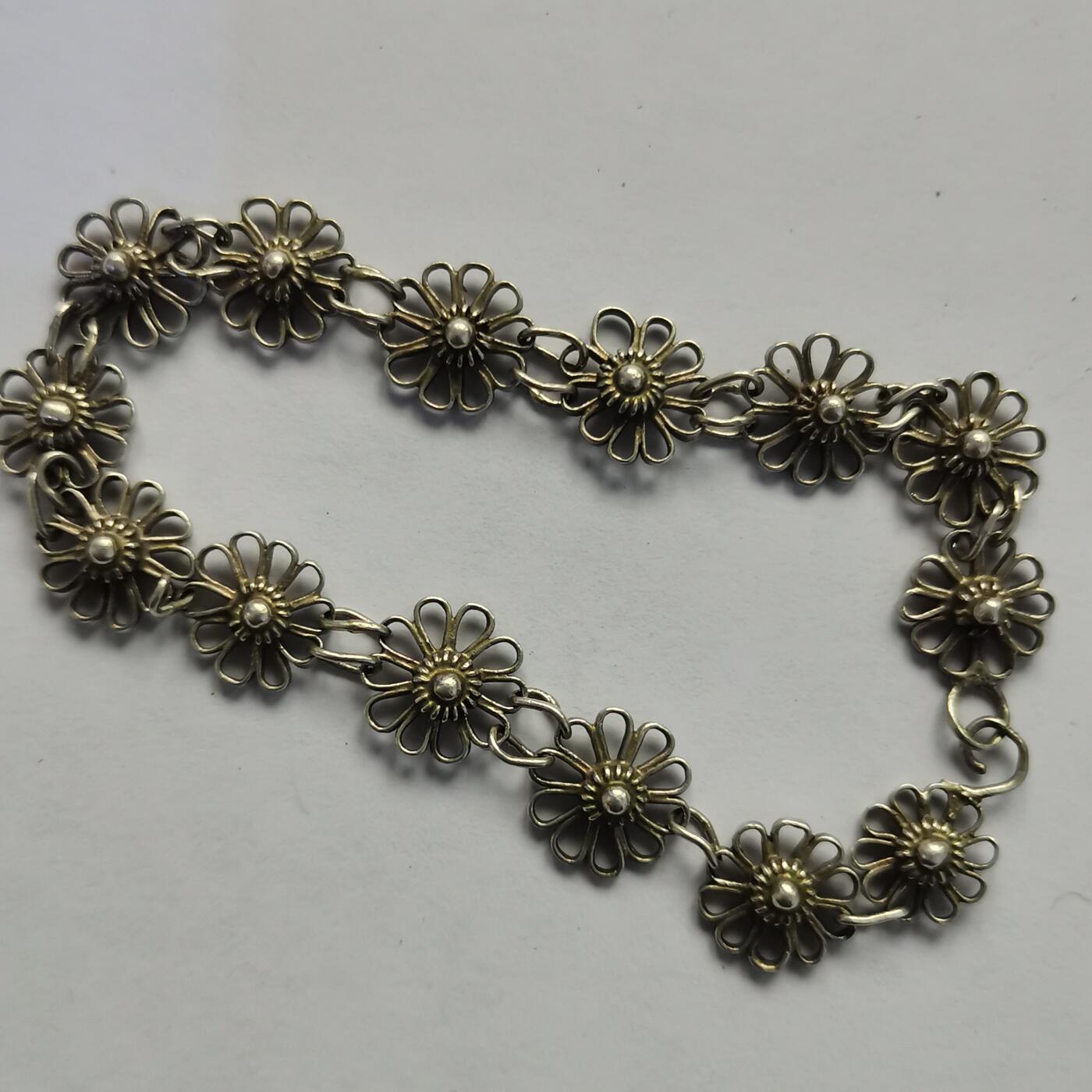 藏珍品阁杂件专场82期 清末老银梅花链