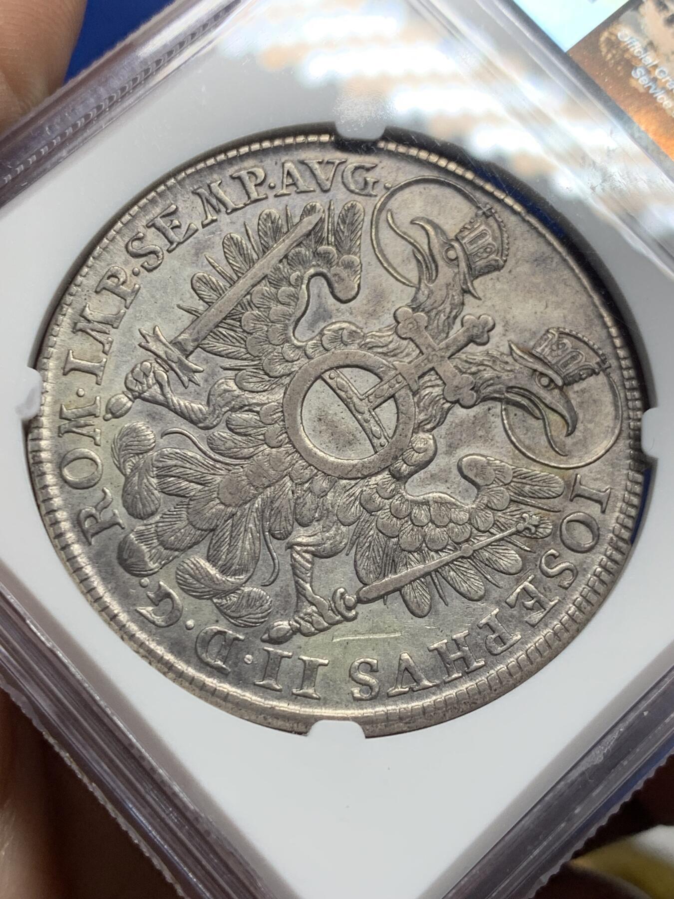 《竞宝斋》第442场 周日，周一，2场连拍 （全场包邮） NGC AUD 1768年德国神罗纽伦堡城市景观泰勒银币