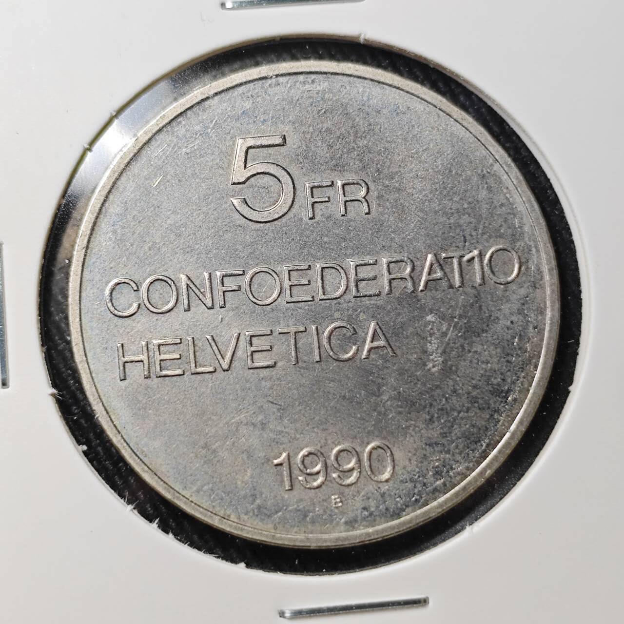 KK钱币收藏小铺 （套币 好品/批量散币 银币）专场  2月预留时间 周末发货  1990瑞士5法郎纪念币