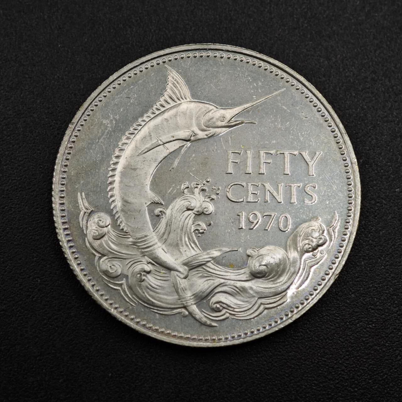 【淘币小摊】实时拍第八百零八拍   银币套币场   满百包邮可预留二周 每周一统一发货   巴哈马1970年50分剑鱼精制银币重10.37克800银 纯银价95