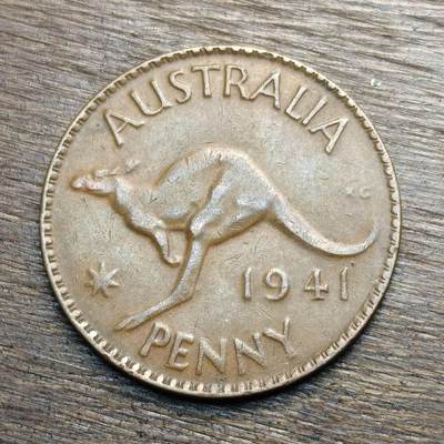 【铜匠收藏】★第133场★散币场，无佣金，30包邮。不满30元，支付5元运费。《接受代拍 代送NGC评级》 - 澳大利亚 1941年 乔治六世 男王 1便士 大洋洲