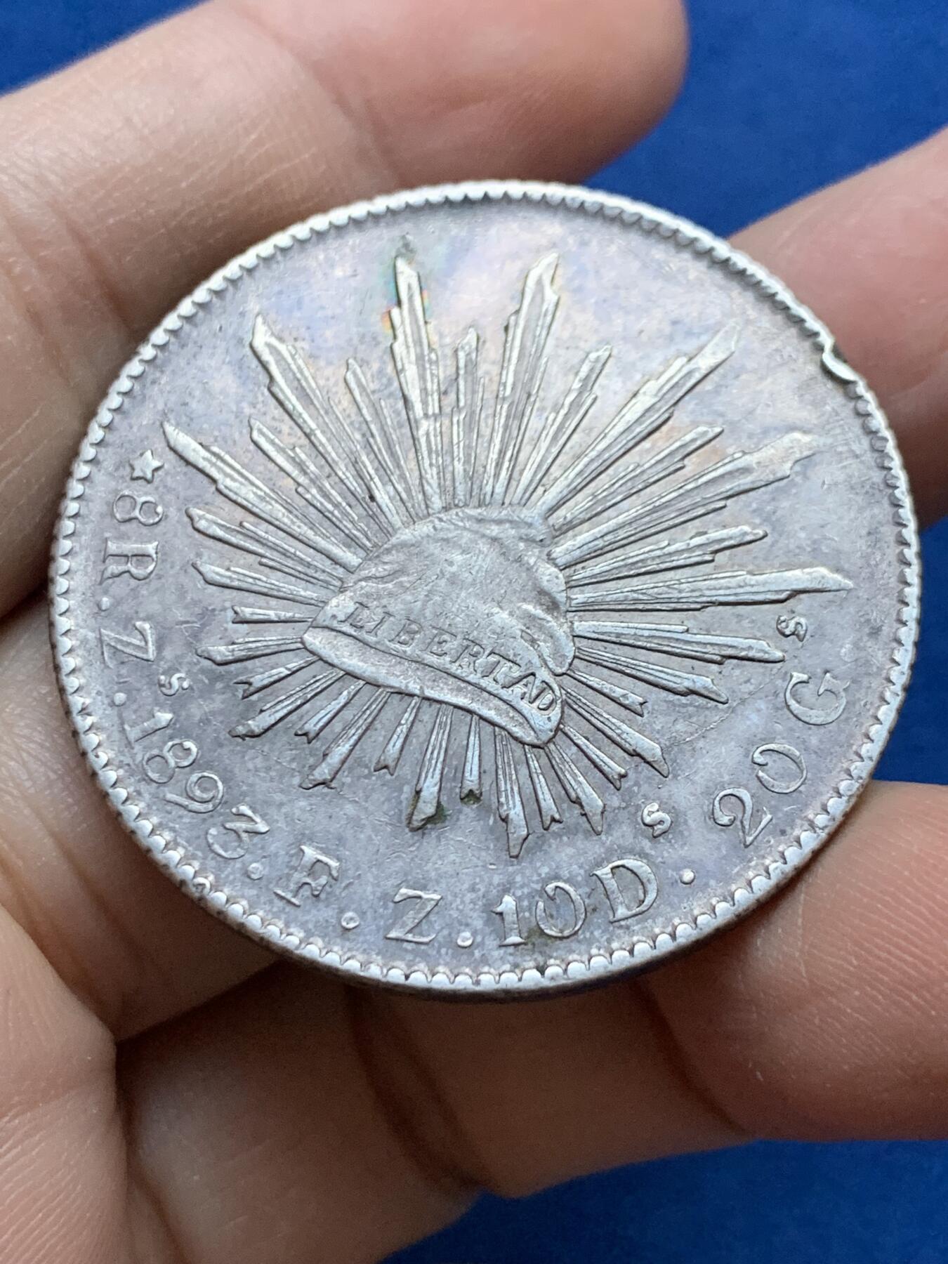 《竞宝斋》第442场 周日，周一，2场连拍 （全场包邮） 墨西哥1893 ZS FZ版 8R鹰洋银币 好品原味 细节见图