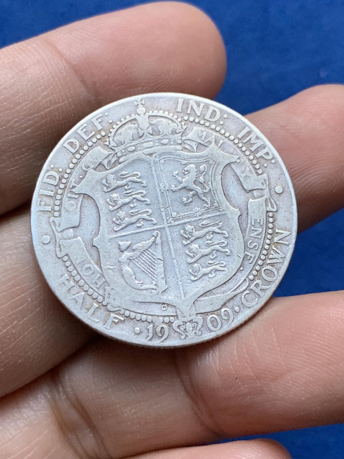 《竞宝斋》第442场 周日，周一，2场连拍 （全场包邮） 英国1909年爱七半克朗银币