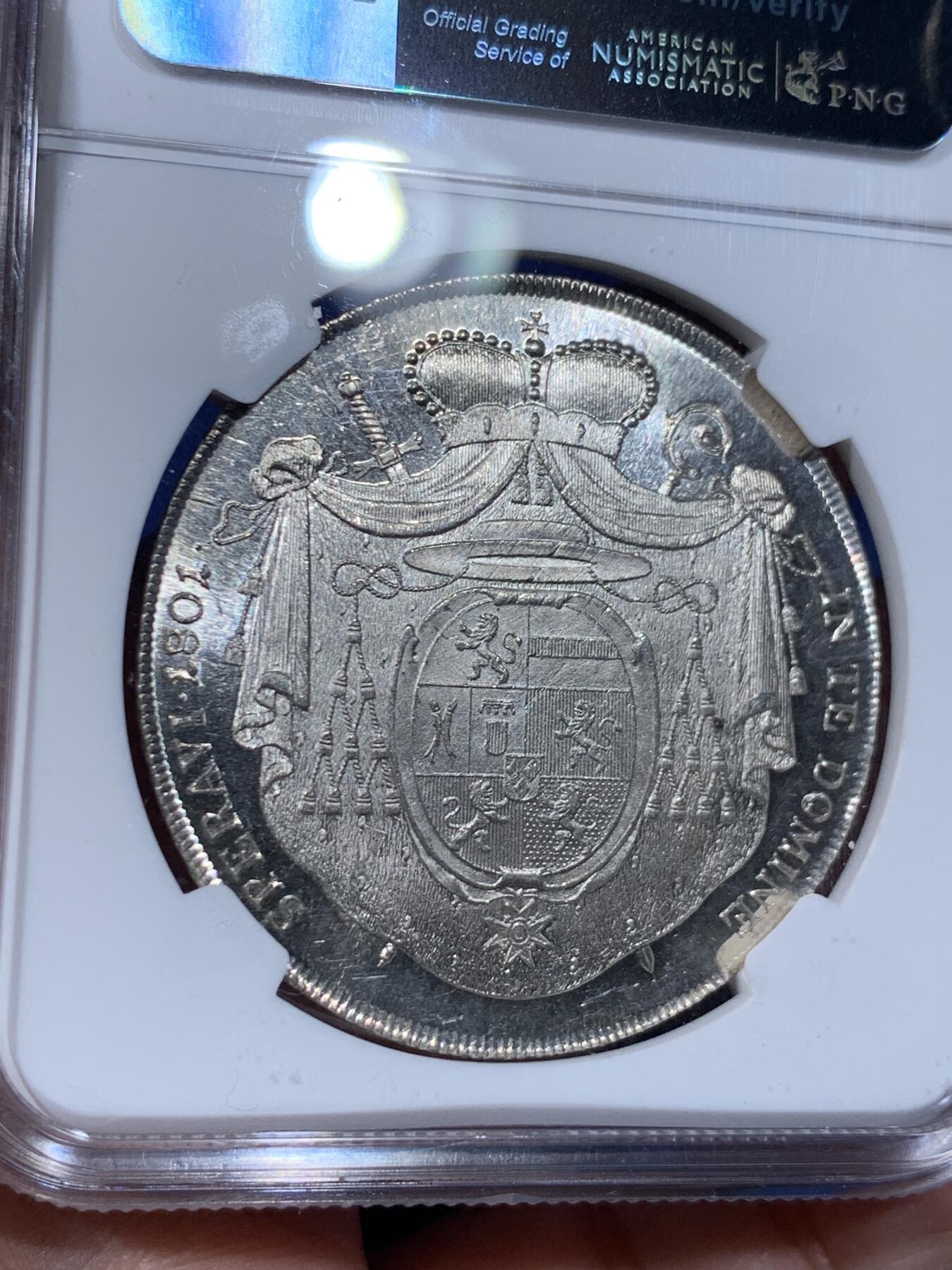 《竞宝斋》第442场 周日，周一，2场连拍 （全场包邮） NGC MS62 奥地利GURK 1801年 1泰勒银币 较少见单年品种 白净光度好