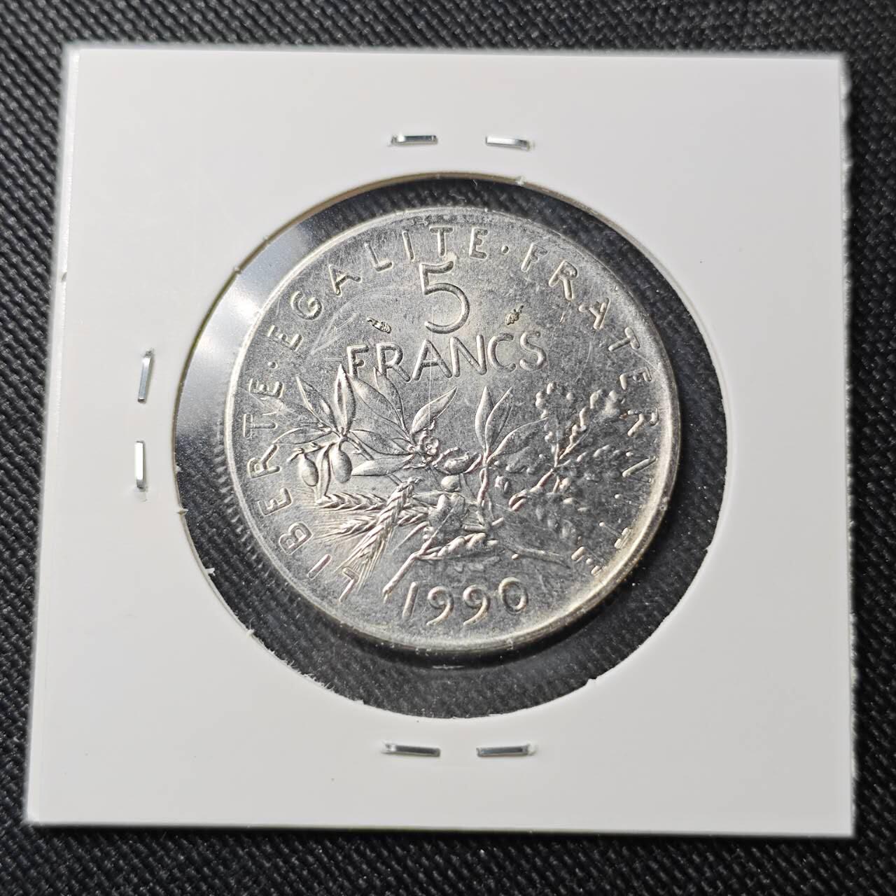 KK钱币收藏小铺 （套币 好品/批量散币 银币）专场  2月预留时间 周末发货  1990法国播种女神5法郎