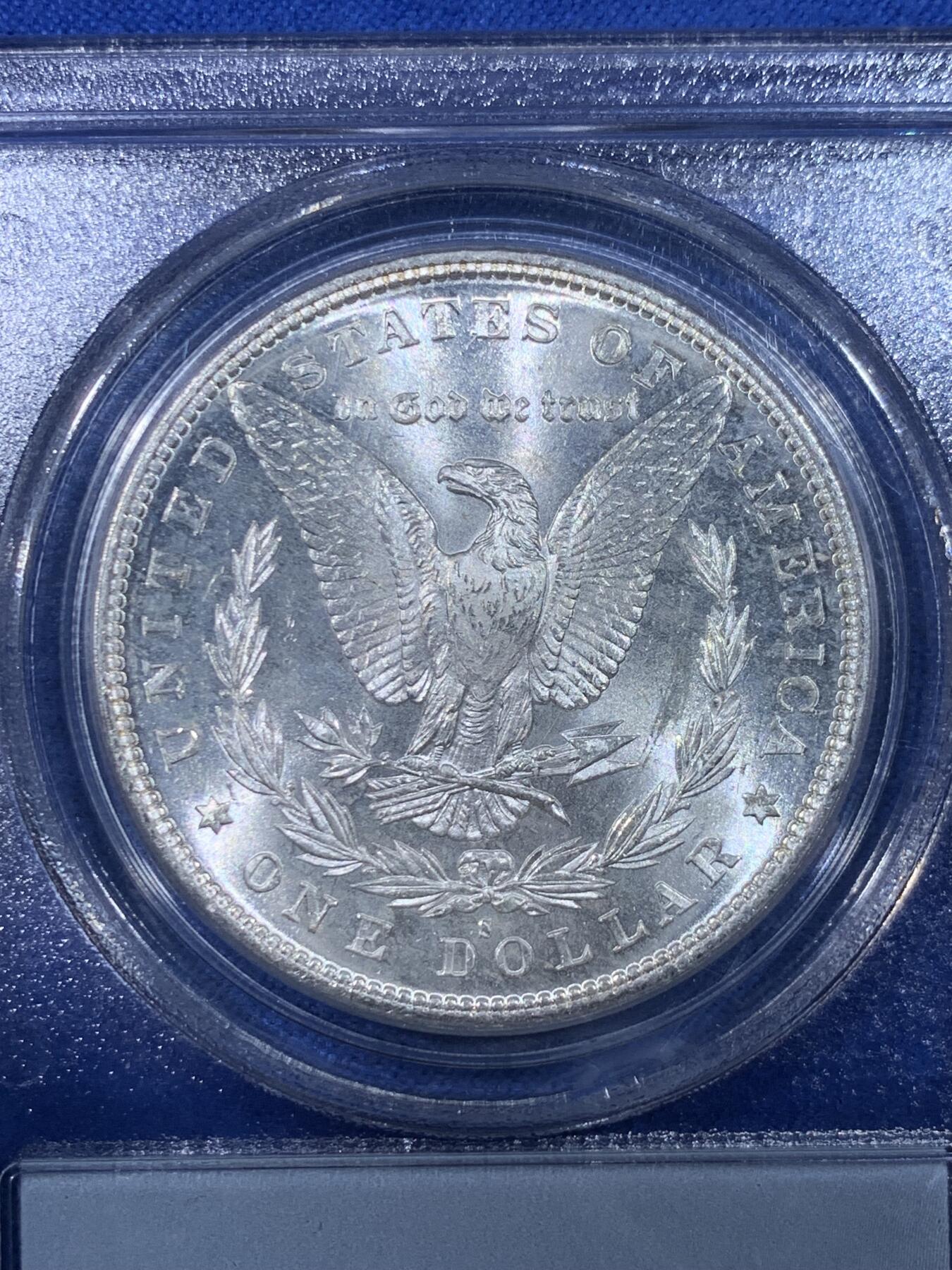 《竞宝斋》第442场 周日，周一，2场连拍 （全场包邮） PCGS MS64 美国 1880/79年 1美元 骑字摩根银币 摩根年份骑字总共就三个 很少见 早期老白盒 底板镜面感十足