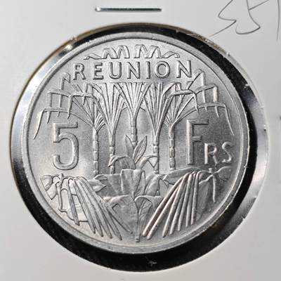 KK钱币收藏小铺 （套币 好品/批量散币 银币）专场  2月预留时间 周末发货 -  1955法属留尼旺5法郎 好品