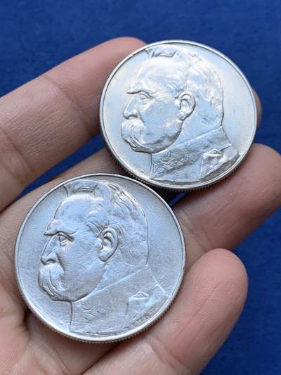 《竞宝斋》第442场 周日，周一，2场连拍 （全场包邮） - 两枚一组 波兰1936/1939年10兹罗提银币