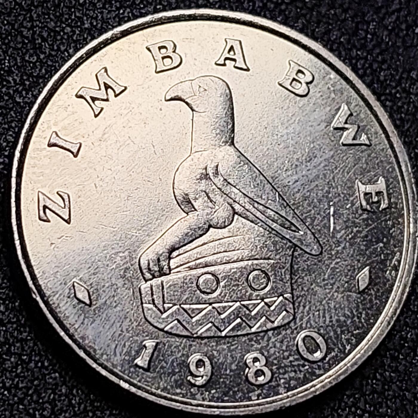 泉币菌-第137场-精品福利场（之前场次29日、30日发货，敬请谅解） 少见原光极美 1980年 非洲-津巴布韦 1圆镍币  早期 王国首都古城遗迹图案 石鹰 29毫米 10.0克