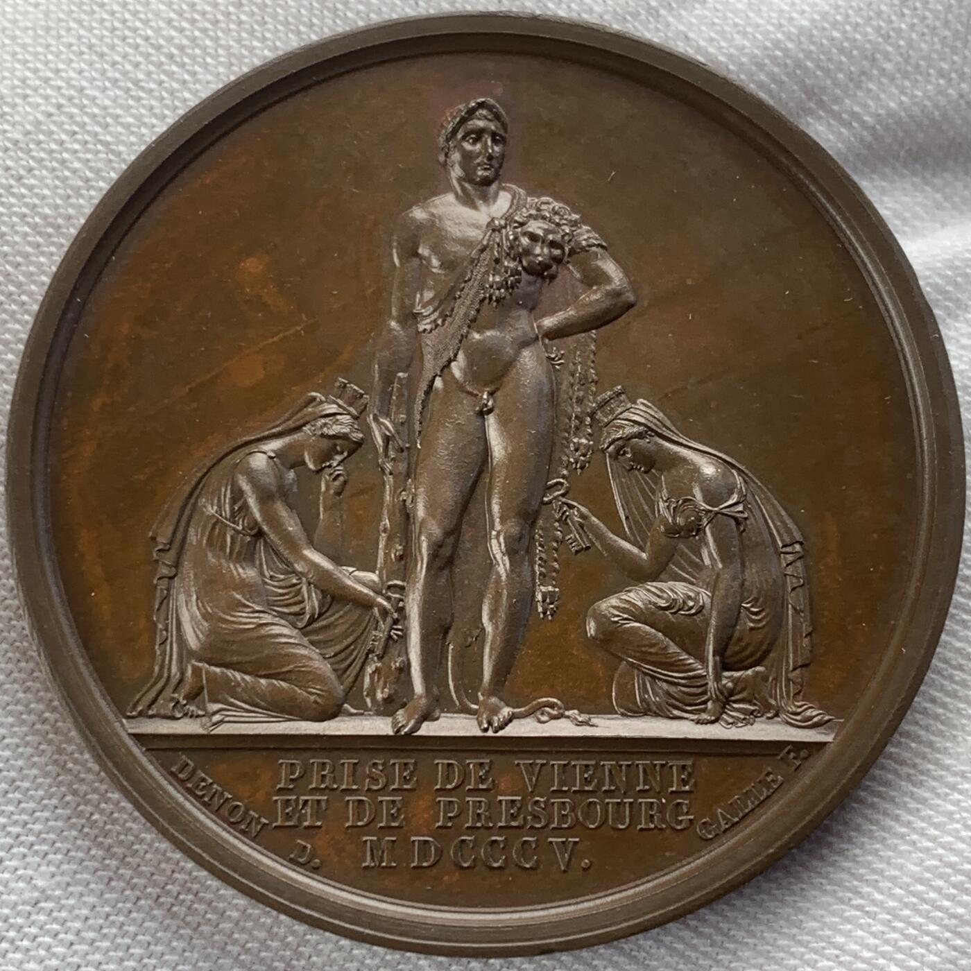 掌中浮雕-藏着的欧洲第043场 NGC MS64 : 1805年攻占维也纳与普雷斯堡纪念铜章，41mm，目录编号Bramsen 443; Julius 1439，光边无边铭