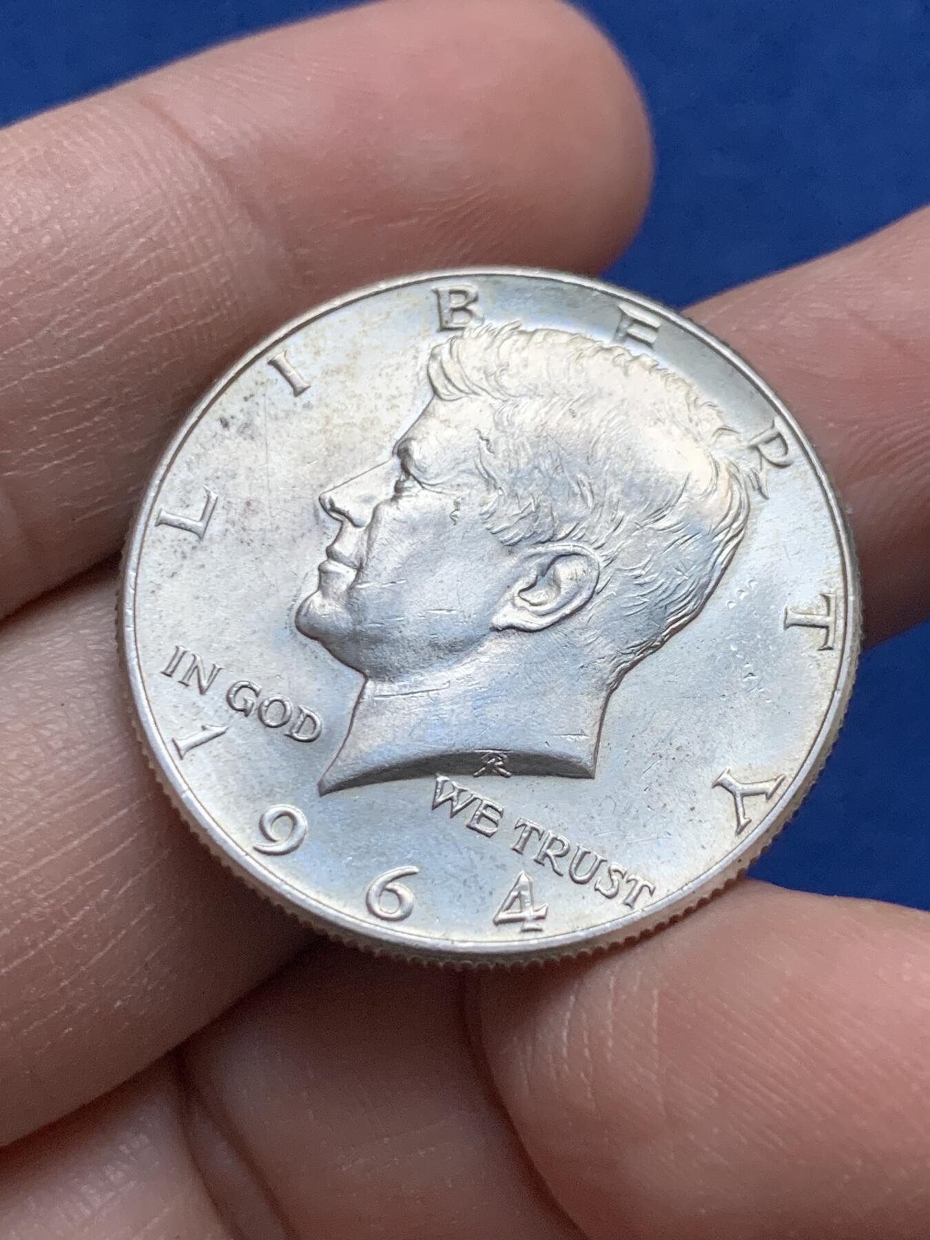 《竞宝斋》第442场 周日，周一，2场连拍 （全场包邮） 美国 1964年 总统肯尼迪头像 半美元 银币 900高银版