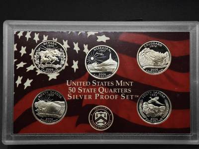 【淘币小摊】实时拍第八百零八拍   银币套币场   满百包邮可预留二周 每周一统一发货   - 美国2006年州币纪念精制银币5枚套每枚6.25克900银 银价321