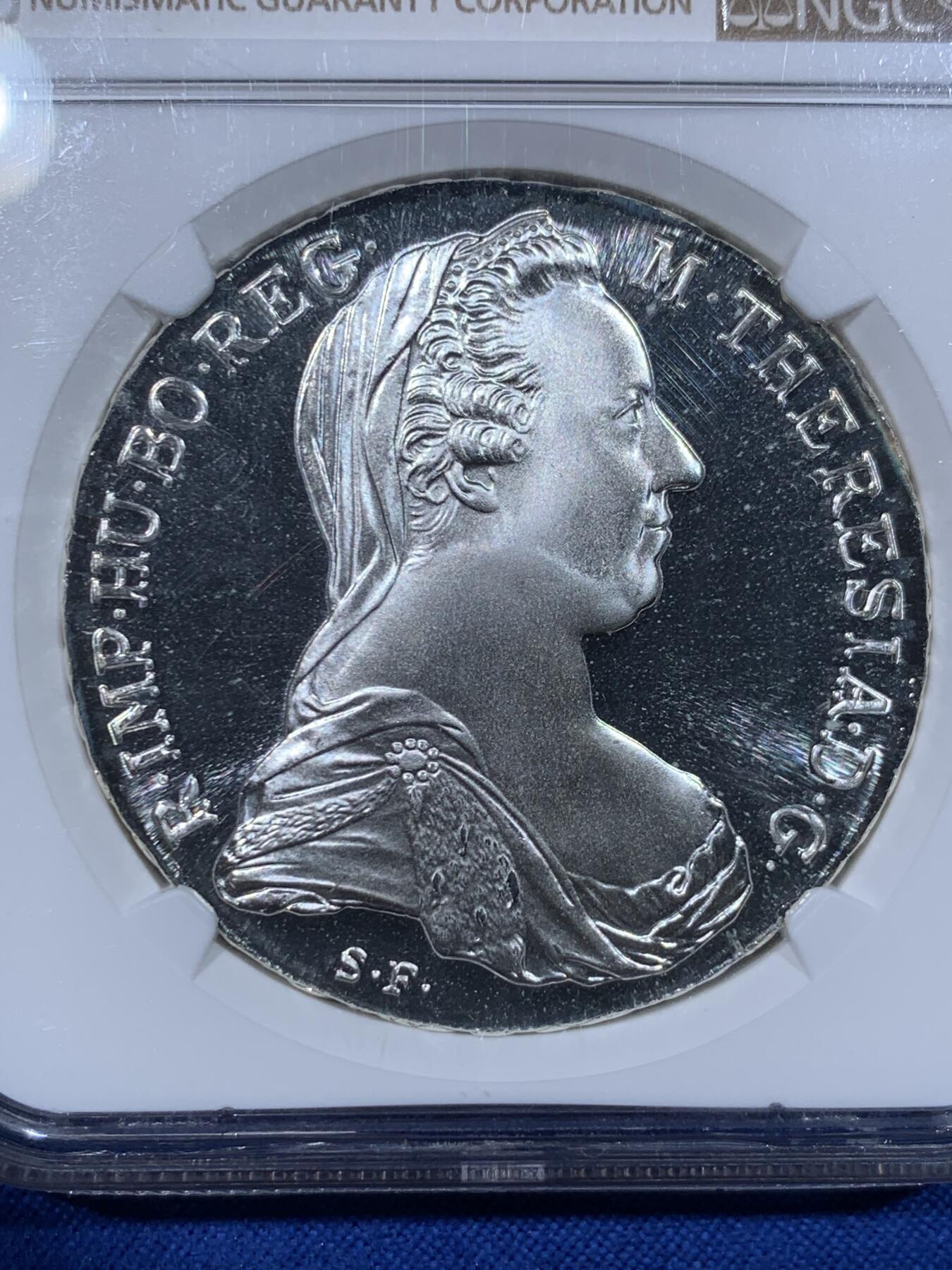 《竞宝斋》第442场 周日，周一，2场连拍 （全场包邮） NGC PF68UC 奥地利1780大奶妈泰勒精制银币 后铸版