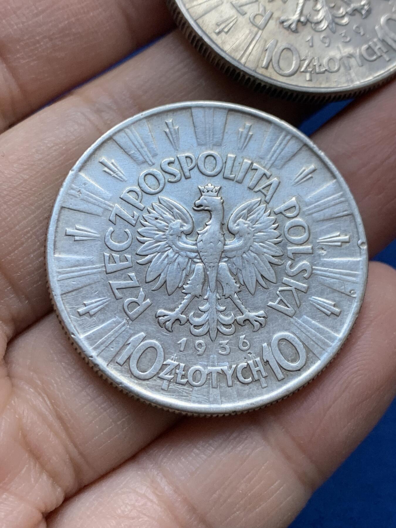 《竞宝斋》第442场 周日，周一，2场连拍 （全场包邮） 两枚一组 波兰1936/1939年10兹罗提银币