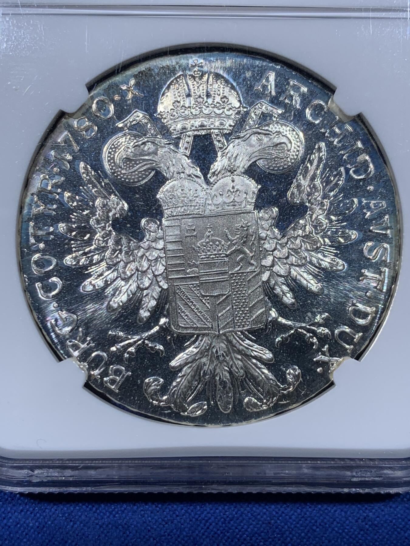 《竞宝斋》第442场 周日，周一，2场连拍 （全场包邮） NGC PF68UC 奥地利1780大奶妈泰勒精制银币 后铸版