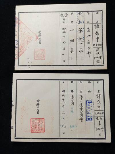 铭记历史 勿忘国耻 抗战胜利80周年精品专场 第二场 - 抗日军官谭荣中证书 后面有该军官履历表