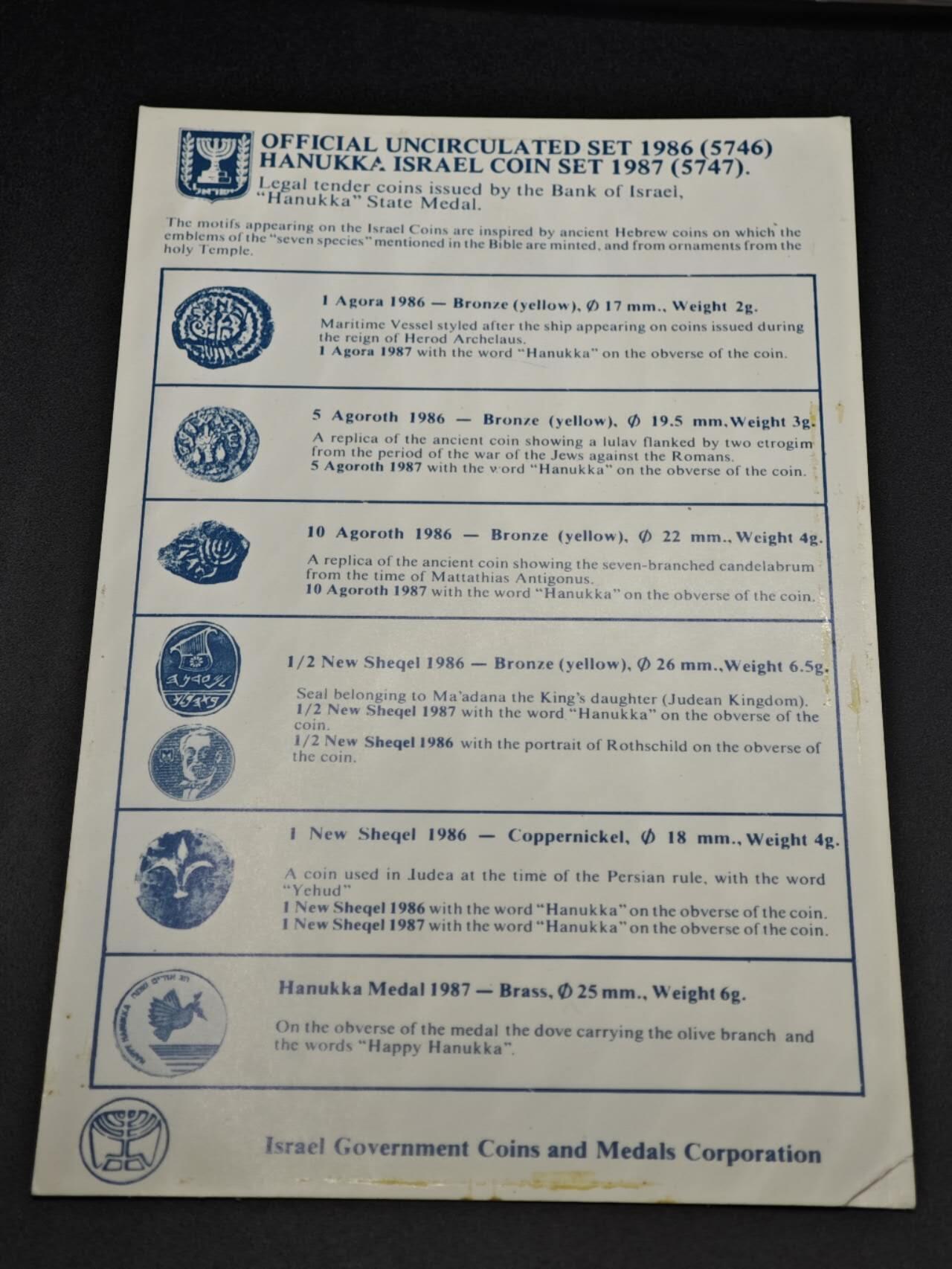 【淘币小摊】实时拍第八百零八拍   银币套币场   满百包邮可预留二周 每周一统一发货   以色列1986-1987年双年份套币