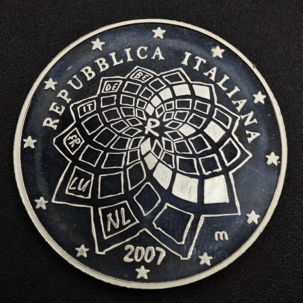 【淘币小摊】实时拍第八百零八拍   银币套币场   满百包邮可预留二周 每周一统一发货   2007年意大利10欧元精制银币 欧洲之星系列-罗马协定50周年 925银22克 发行量：约2万