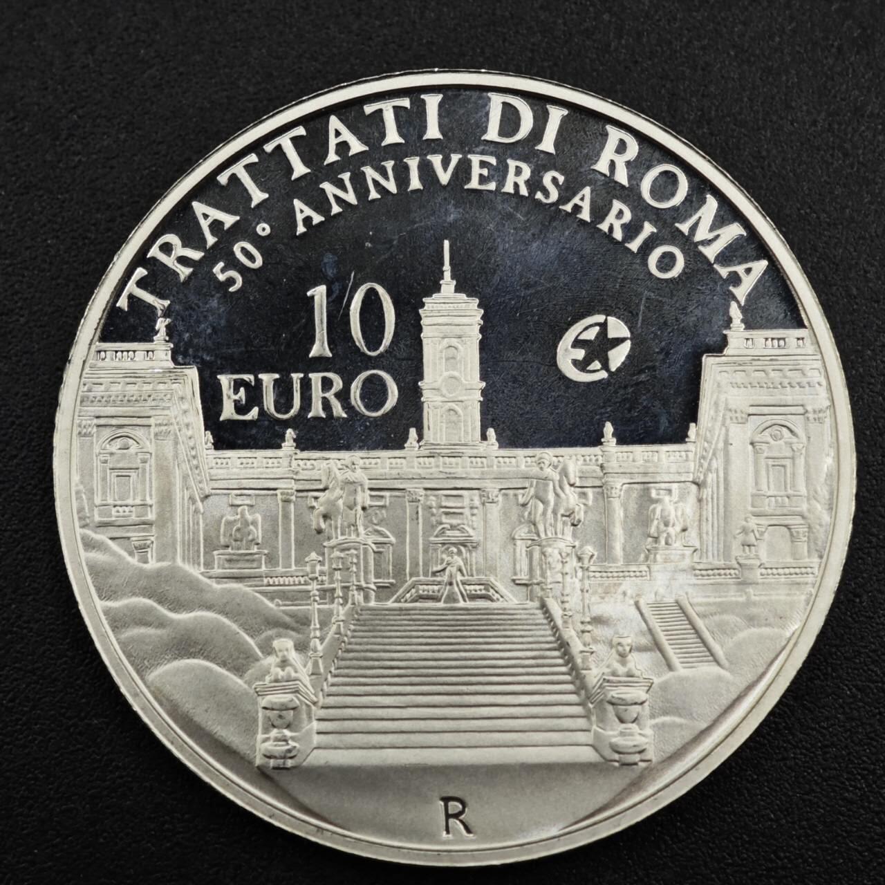 【淘币小摊】实时拍第八百零八拍   银币套币场   满百包邮可预留二周 每周一统一发货   2007年意大利10欧元精制银币 欧洲之星系列-罗马协定50周年 925银22克 发行量：约2万