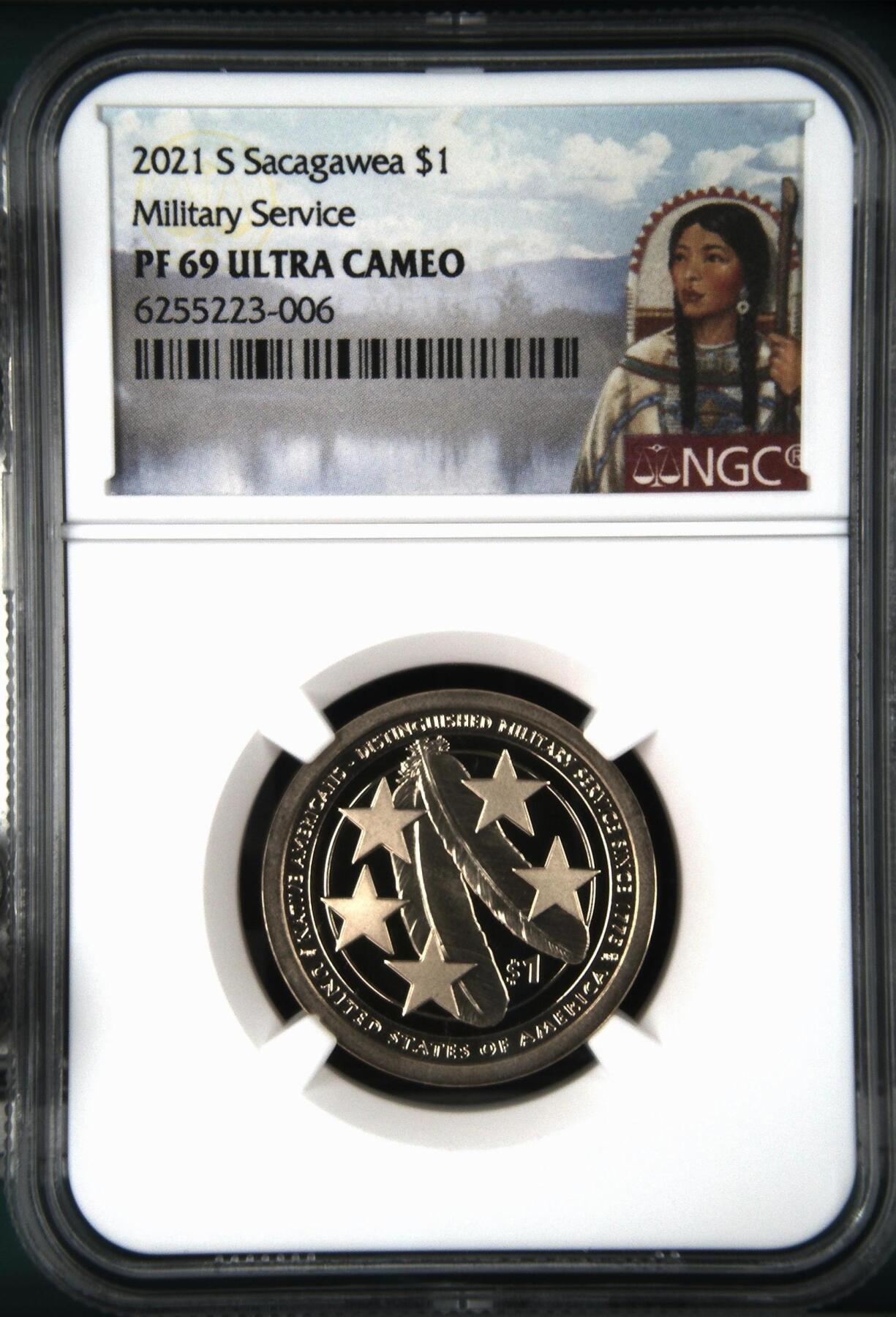 沼泽如烟--第913场 Military Service美国2021年羽毛一元精制币69分