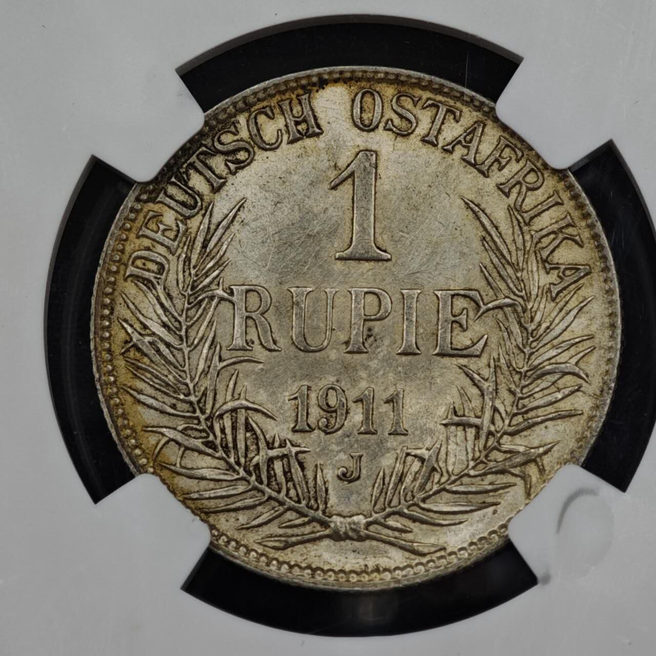 【淘币小摊】实时拍第八百零八拍   银币套币场   满百包邮可预留二周 每周一统一发货   德属东非1911年1卢比银币 NGC UNCD