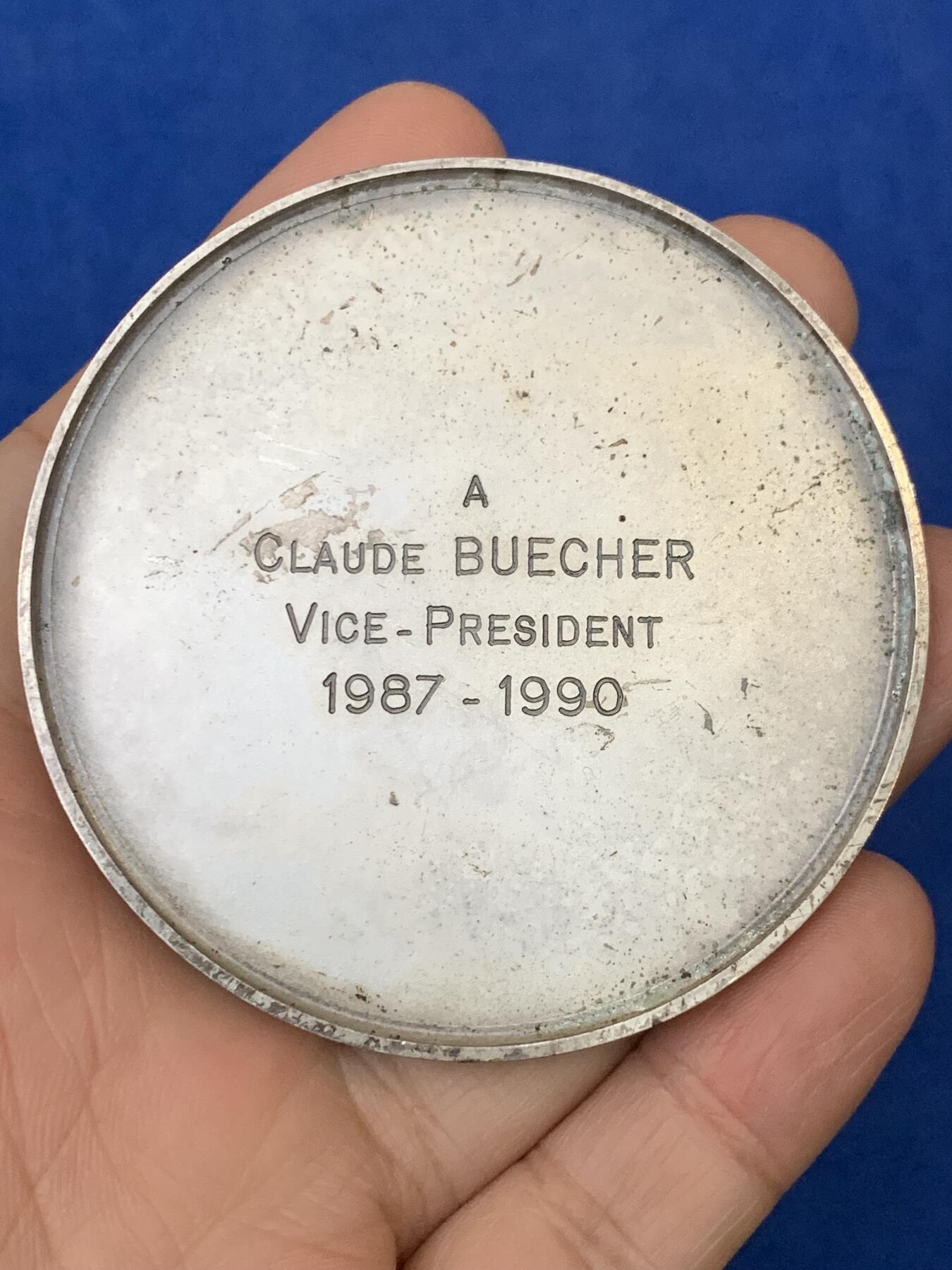 《竞宝斋》第442场 周日，周一，2场连拍 （全场包邮） 法国企业家联合会镀银大铜章 直径68mm 重量146g