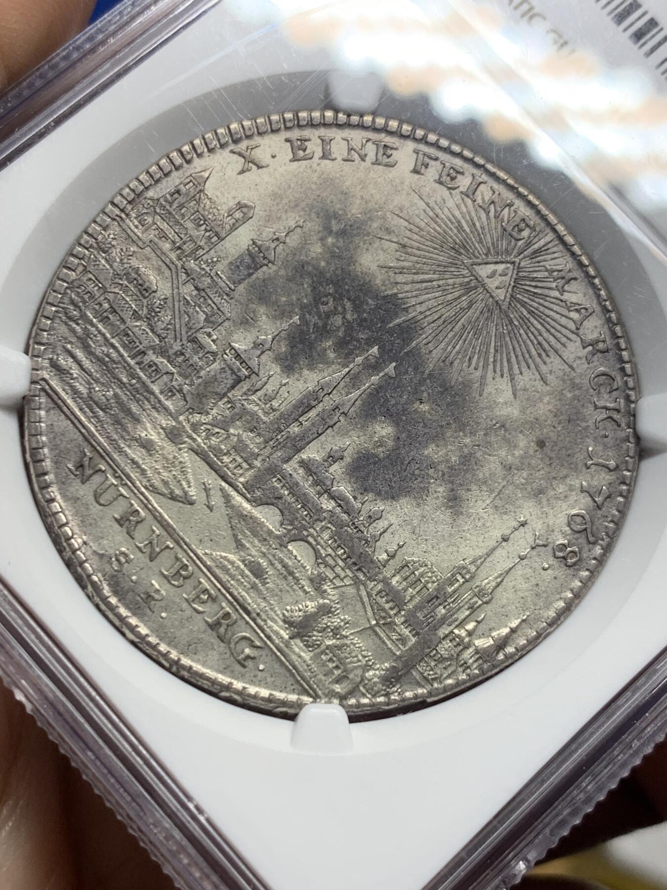 《竞宝斋》第442场 周日，周一，2场连拍 （全场包邮） NGC AUD 1768年德国神罗纽伦堡城市景观泰勒银币