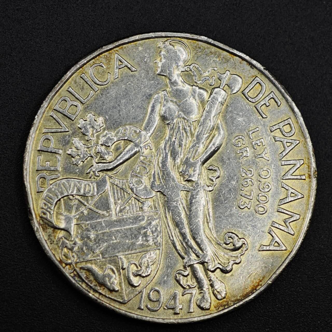 【淘币小摊】实时拍第八百零八拍   银币套币场   满百包邮可预留二周 每周一统一发货   巴拿马1947年1巴波亚大银币