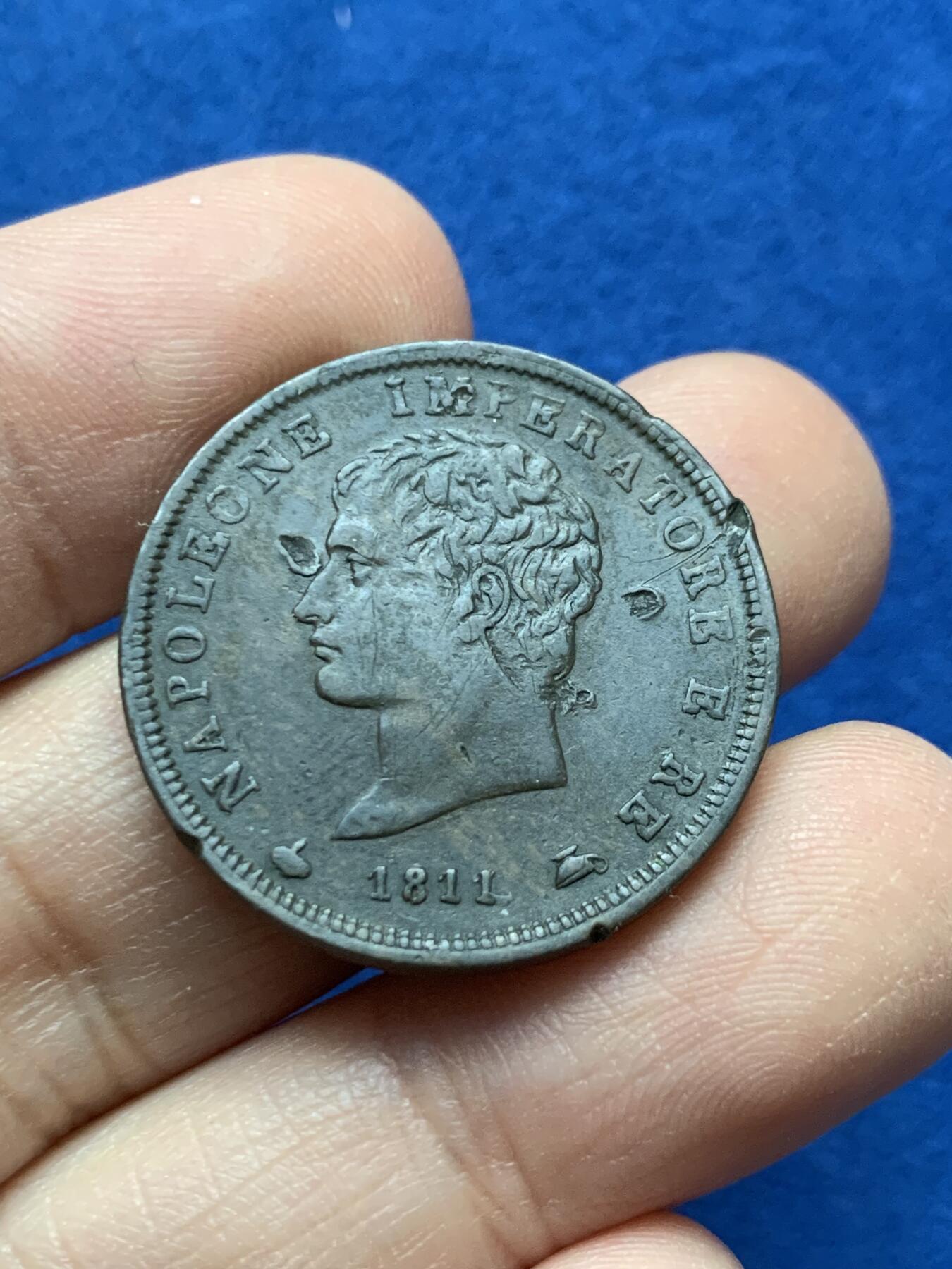 《竞宝斋》第442场 周日，周一，2场连拍 （全场包邮） 六枚一组 1811年法占意大利5里拉，2里拉一组，10分银币，5分银币，1索尔铜币，10分铜币一组，稀少。