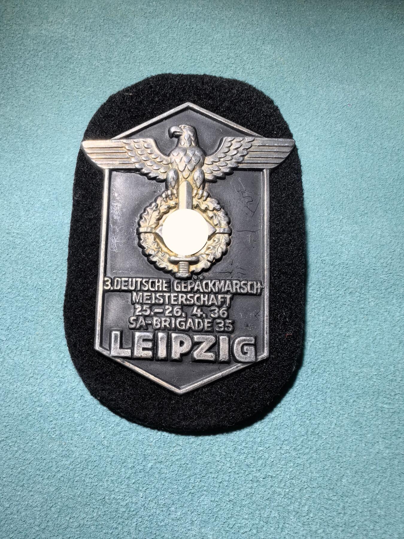 盛世勋华——号角文化勋章邮票专场拍卖第289期 德国（1939）冲锋队（SA）第35旅队1936年莱比锡阅兵锦标赛纪念证章 极为少见