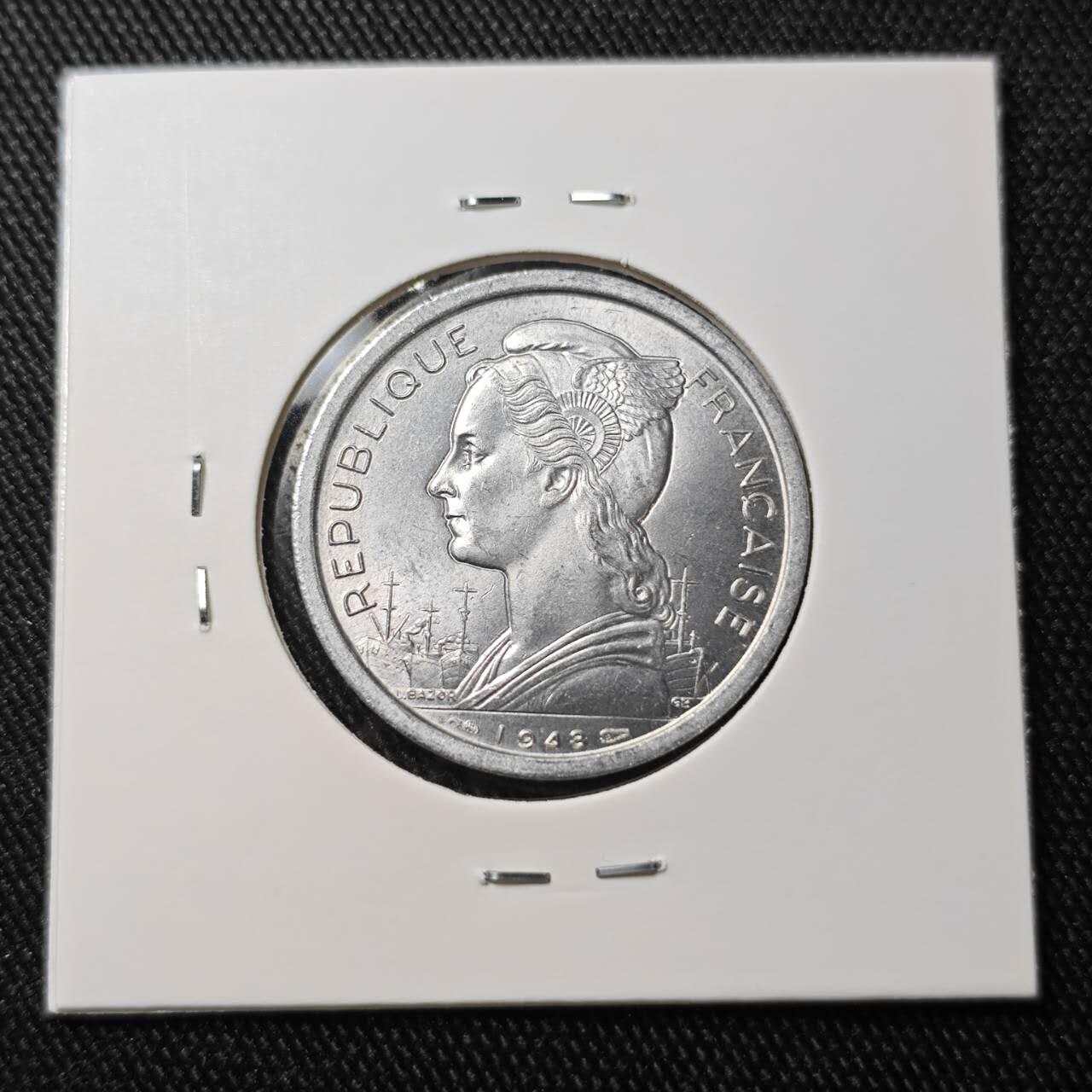 KK钱币收藏小铺 （套币 好品/批量散币 银币）专场  2月预留时间 周末发货  1948法属留尼旺2法郎 好品