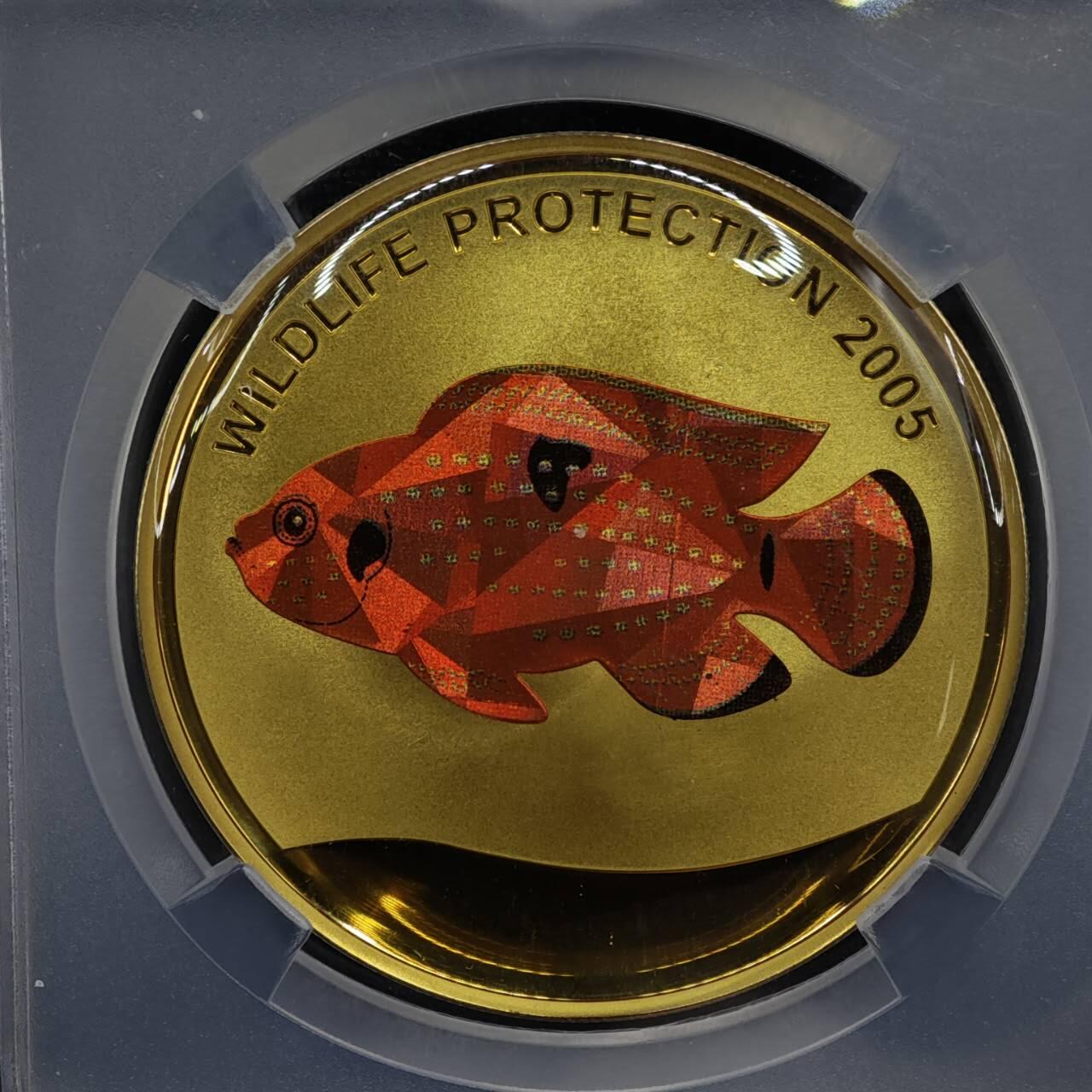 【淘币小摊】实时拍第八百零八拍   银币套币场   满百包邮可预留二周 每周一统一发货   2005年民主刚果10非洲法郎幻彩精制银币  野生动物保护-宝石慈鲷 25克925银 发行量：5千 TQG PF69UC