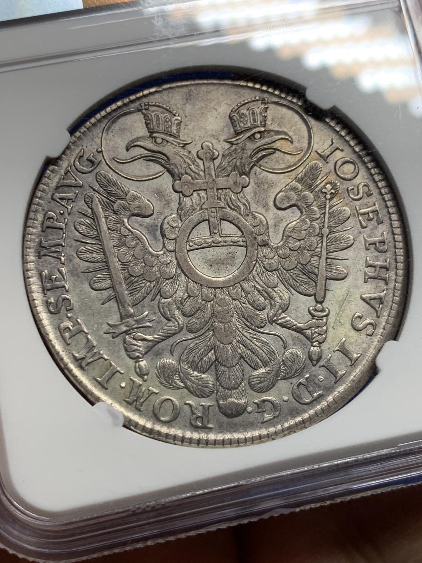 《竞宝斋》第442场 周日，周一，2场连拍 （全场包邮） NGC AUD 1768年德国神罗纽伦堡城市景观泰勒银币