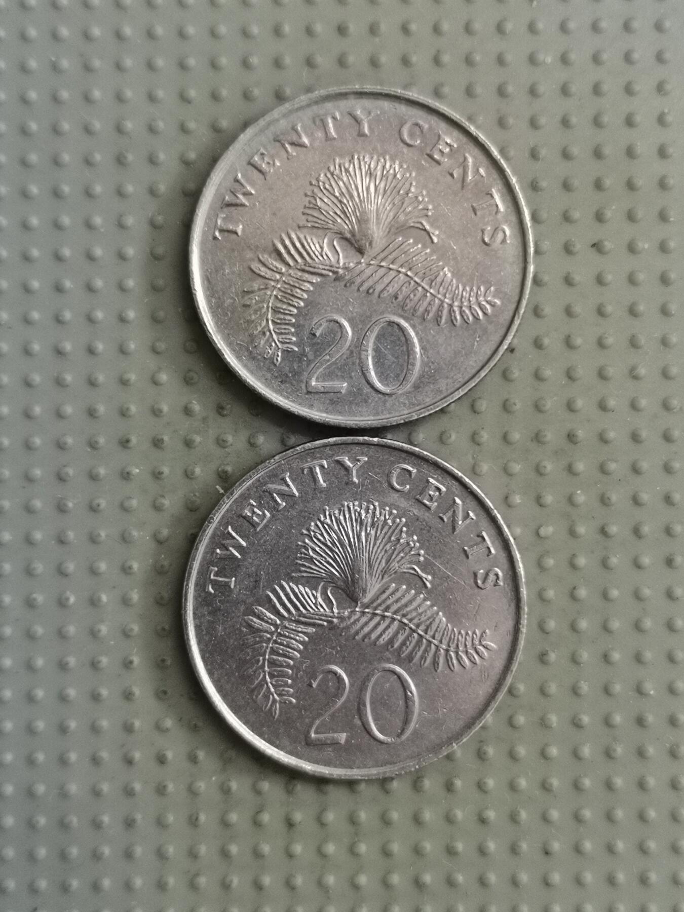 2025年第122场各国散币拍卖（总第122场） 新加坡1987年高盾版20分2枚