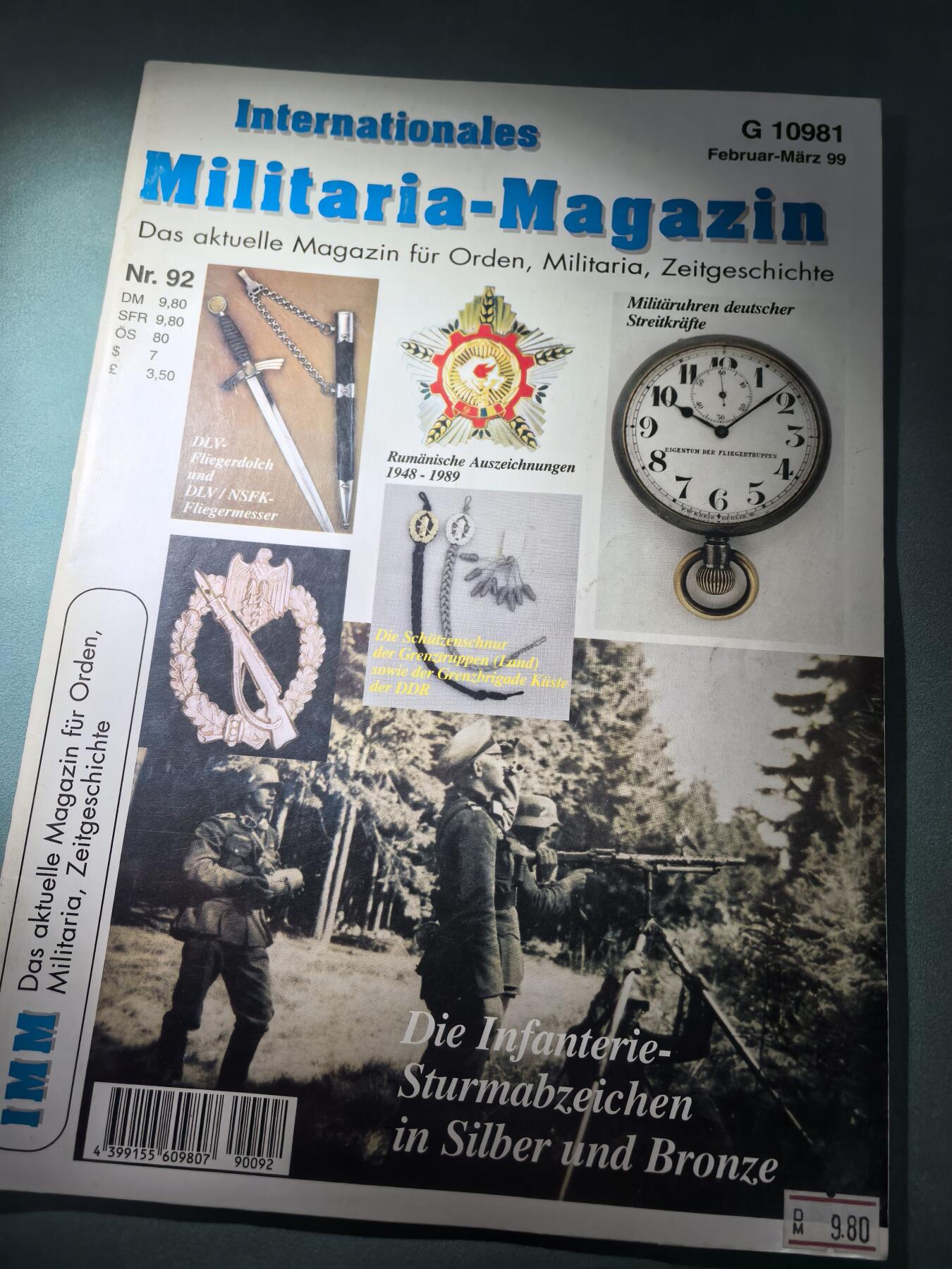 盛世勋华——号角文化勋章邮票专场拍卖第289期 德国出版 Militaria-Magazin杂志 1999年2/3月刊总第92期 58页