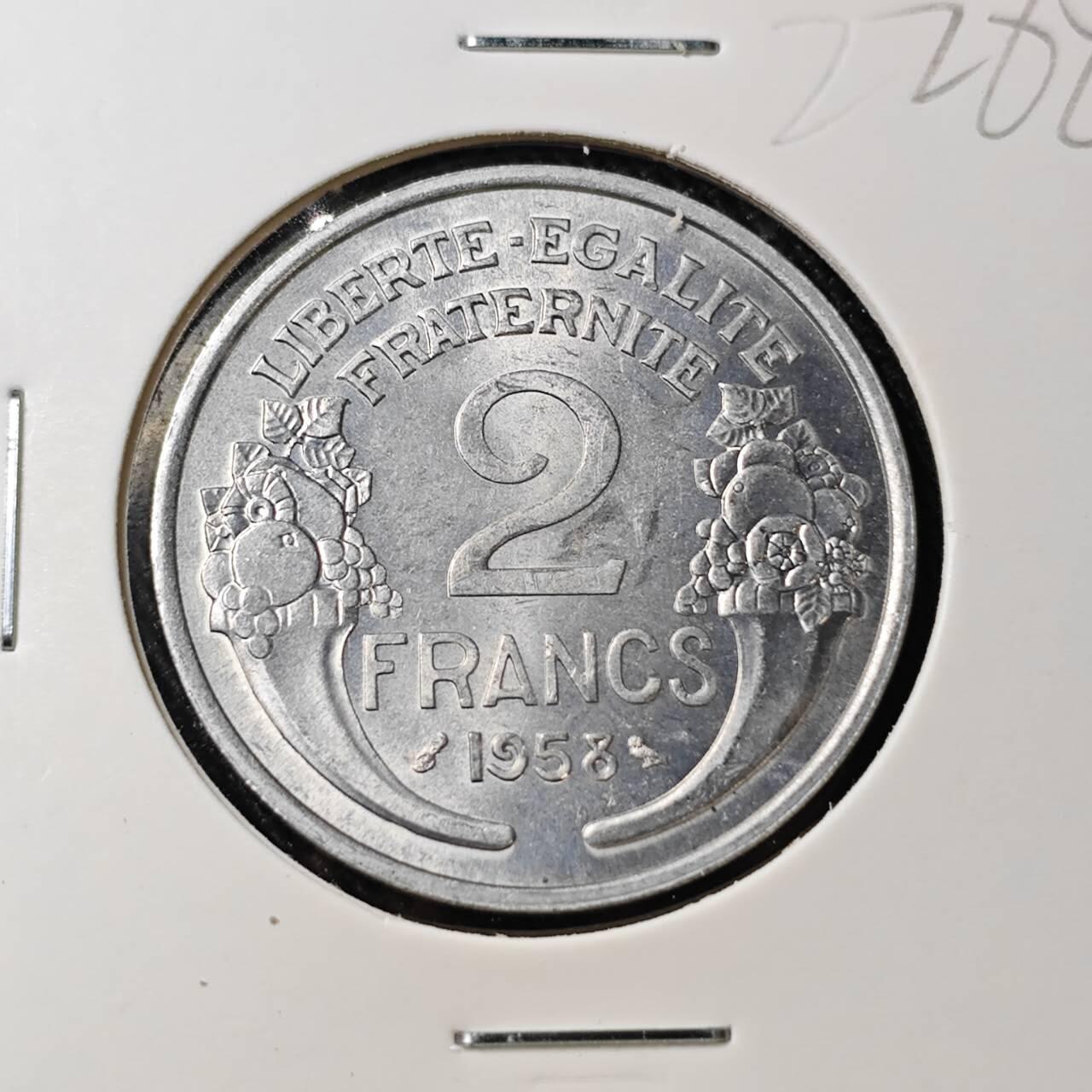 KK钱币收藏小铺 （套币 好品/批量散币 银币）专场  2月预留时间 周末发货  1958法国2法郎 好品