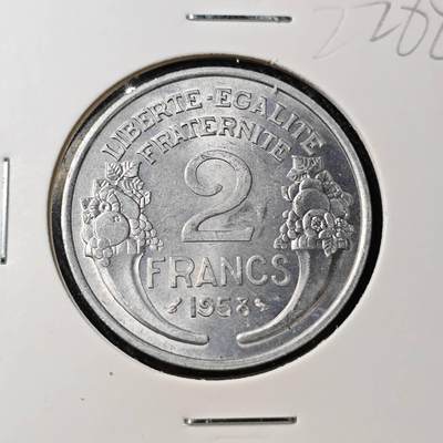 KK钱币收藏小铺 （套币 好品/批量散币 银币）专场  2月预留时间 周末发货 -  1958法国2法郎 好品
